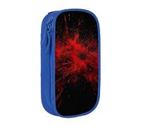 HEBSDFG Explosion Burst Red Black Print Pencil Case, Blue High-Capacity Pen Pencil Pouch Stationery Organizer with Pen Slots & Pouches for School Travel Makeup