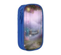 HEBSDFG Fantasy Spring Flowers Swing Print Pencil Case, Blue High-Capacity Pen Pencil Pouch Stationery Organizer with Pen Slots & Pouches for School Travel Makeup