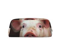 HEBSDFG Farm Animals Printed Pencil Case with Gold Zipper, Crosshatch Leather Makeup Bag, Pen Pouch Organiser for School, Office & Travel