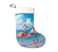 HEBSDFG Flamingo on Beach Printed Christmas Stockings 1-Pcs Xmas Stockings for Christmas Decoration Holiday Party New Year