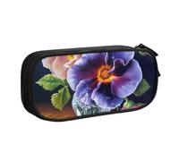 HEBSDFG Flower Diamond Painting Print Cute Pencil Case Pouch for Boys Girls - Black High Capacity Travel Pen Bag Organizer Makeup Bag for Student School College Office