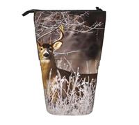HEBSDFG Free Whitetail Deer Prints Retractable Pencil Case & Cosmetic Pouch, Big Stationery Bag Pen Box for School Office Travel