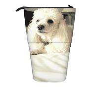 HEBSDFG French Poodle Prints Retractable Pencil Case & Cosmetic Pouch, Big Stationery Bag Pen Box for School Office Travel