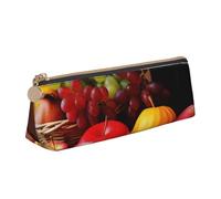 HEBSDFG Fresh Fruit Prints Triangle Pencil Case & Cosmetic Pouch, PVC Leather Zippered Organiser for School Office Travel Stylish Gifting