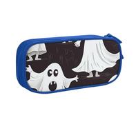 HEBSDFG Funny White Ghost Print Cute Pencil Case Pouch for Boys Girls - Blue High Capacity Travel Pen Bag Organizer Makeup Bag for Student School College Office