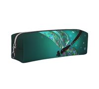 HEBSDFG Galaxy Animal Dragonfly Prints Leather Pencil Case & Cosmetic Pouch, Silver Zipper Desk Stationery Organizer Pencil Pouch for School Office Travel Gift