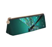 HEBSDFG Galaxy Animal Dragonfly Prints Triangle Pencil Case & Cosmetic Pouch, PVC Leather Zippered Organiser for School Office Travel Gifting