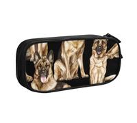 HEBSDFG German Shepherd Print Cute Pencil Case Pouch for Boys Girls, Black High Capacity Travel Pen Bag Organizer Makeup Bag for Student School College Office