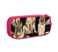 HEBSDFG German Shepherd Print Cute Pencil Case Pouch for Boys Girls, Pink High Capacity Travel Pen Bag Organizer Makeup Bag for Student School College Office