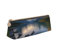 HEBSDFG Glacier National Park Prints Triangle Pencil Case & Cosmetic Pouch, PVC Leather Zippered Organiser for School Office Travel Stylish Gifting