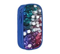 HEBSDFG Glitter Sequin Spot Print Pencil Case, Blue High-Capacity Pen Pencil Pouch Stationery Organizer with Pen Slots & Pouches for School Travel Makeup