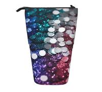 HEBSDFG Glitter Sequin Spot Prints Retractable Pencil Case & Cosmetic Pouch, Zippered Stationery Bag Pen Box for School Office Travel