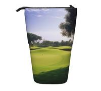 HEBSDFG Golf Course Art Prints Retractable Pencil Case & Cosmetic Pouch, Zippered Stationery Bag Pen Box for School Office Travel