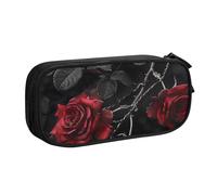 HEBSDFG Gothic Black Roses Print Cute Pencil Case Pouch for Boys Girls - Black High Capacity Travel Pen Bag Organizer Makeup Bag for Student School College Office