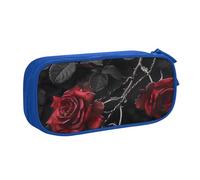 HEBSDFG Gothic Black Roses Print Cute Pencil Case Pouch for Boys Girls - Blue High Capacity Travel Pen Bag Organizer Makeup Bag for Student School College Office