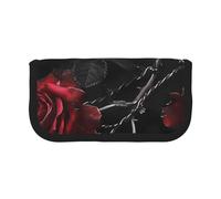 HEBSDFG Gothic Black Roses Prints Canvas Pencil Case Cosmetic Organiser Zipper Pen Pouch for School Travel Office & Gift-Giving