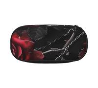 HEBSDFG Gothic Black Roses Prints Pencil Case Cute Stationery Case Organiser with Pen Slots for School Travel Office Gifts