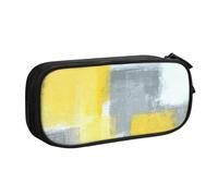 HEBSDFG Grey and Yellow Abstract Art Painting Print Cute Pencil Case Pouch for Boys Girls, Black High Capacity Travel Pen Bag Organizer Makeup Bag for Student School College Office