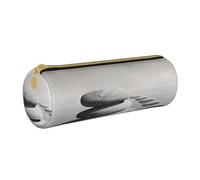 HEBSDFG Grey Zen Stones Picture Prints Round Pencil Case & Cosmetic Pouch, PVC Leather Zippered Organiser for School Office Travel Stylish Gifting