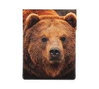 HEBSDFG Grizzly Bear Print 13-inch Laptop Sleeve, Slim Shockproof Insertion Design Leather Laptop Case Bag for Office, School, Travel