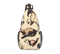 HEBSDFG Hairy Ferret Pattern Sling Backpack Funny Messenger Chest Bag Zipper Sling Bag for School, Travel & Work