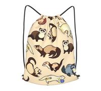 HEBSDFG Hairy Ferret Prints Drawstring Backpack for Women Men Adjustable String Bag Sackpack for Sport Gym Bags Shopping Beach, M