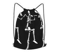HEBSDFG Halloween Posable Skeleton Skull Prints Drawstring Backpack for Women Men Adjustable String Bag Sackpack for Sport Gym Bags Shopping Beach, M
