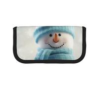 HEBSDFG Happy Snowman Prints Canvas Pencil Case Cosmetic Organiser Zipper Pen Pouch for School Travel Office & Gift-Giving