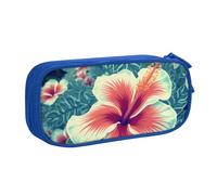 HEBSDFG Hawaii Flower Print Cute Pencil Case Pouch for Boys Girls - Blue High Capacity Travel Pen Bag Organizer Makeup Bag for Student School College Office
