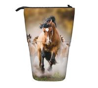HEBSDFG Horses Prints Retractable Pencil Case & Cosmetic Pouch, Big Stationery Bag Pen Box for School Office Travel