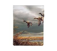 HEBSDFG Hunting Flying Wild Ducks Print 13-inch Laptop Sleeve, Slim Shockproof Insertion Design Leather Laptop Case Bag for Office, School, Travel