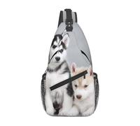 HEBSDFG Husky Puppies Dogs Pattern Sling Backpack Funny Messenger Chest Bag Zipper Sling Bag for School, Travel & Work