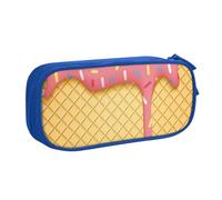 HEBSDFG ice Cream and Waffle Pattern Print Cute Pencil Case Pouch for Boys Girls, Blue High Capacity Travel Pen Bag Organizer Makeup Bag for Student School College Office