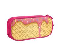 HEBSDFG ice Cream and Waffle Pattern Print Cute Pencil Case Pouch for Boys Girls, Pink High Capacity Travel Pen Bag Organizer Makeup Bag for Student School College Office