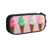 HEBSDFG Ice Cream Cones Print Cute Pencil Case Pouch for Boys Girls - Black High Capacity Travel Pen Bag Organizer Makeup Bag for Student School College Office