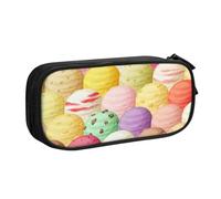 HEBSDFG Ice Cream Print Cute Pencil Case Pouch for Boys Girls, Black High Capacity Travel Pen Bag Organizer Makeup Bag for Student School College Office