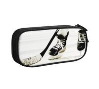 HEBSDFG Ice Hockey Pattern Print Cute Pencil Case Pouch for Boys Girls, Black High Capacity Travel Pen Bag Organizer Makeup Bag for Student School College Office