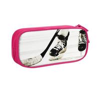 HEBSDFG Ice Hockey Pattern Print Cute Pencil Case Pouch for Boys Girls, Pink High Capacity Travel Pen Bag Organizer Makeup Bag for Student School College Office