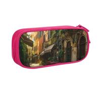 HEBSDFG Italian Old Street Print Cute Pencil Case Pouch for Boys Girls - Pink High Capacity Travel Pen Bag Organizer Makeup Bag for Student School College Office
