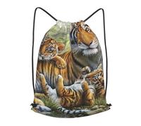 HEBSDFG Jungle Tigers Cub Prints Drawstring Backpack for Women Men Adjustable String Bag Sackpack for Sport Gym Bags Shopping Beach, S