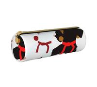 HEBSDFG Karate Boy Vector Changeable Belt Color Prints Round Pencil Case & Cosmetic Pouch, PVC Leather Zippered Organiser for School Office Travel Stylish Gifting