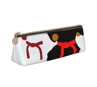 HEBSDFG Karate Boy Vector Changeable Belt Color Prints Triangle Pencil Case & Cosmetic Pouch, PVC Leather Zippered Organiser for School Office Travel Stylish Gifting