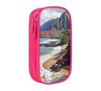 HEBSDFG Kauai Hawaii Seashore Print Pencil Case, Pink High-Capacity Pen Pencil Pouch Stationery Organizer with Pen Slots & Pouches for School Travel Makeup