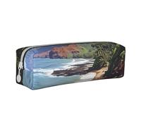 HEBSDFG Kauai Hawaii Seashore Prints Leather Pencil Case & Cosmetic Pouch, Minimalist Zippered Organiser for School Office Travel Stylish Gifting