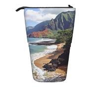 HEBSDFG Kauai Hawaii Seashore Prints Retractable Pencil Case & Cosmetic Pouch, Zippered Stationery Bag Pen Box for School Office Travel