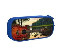 HEBSDFG Lake Guitar Reflection Print Cute Pencil Case Pouch for Boys Girls - Blue High Capacity Travel Pen Bag Organizer Makeup Bag for Student School College Office