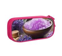 HEBSDFG Lavender Flower and Spa Salt Print Cute Pencil Case Pouch for Boys Girls - Pink High Capacity Travel Pen Bag Organizer Makeup Bag for Student School College Office