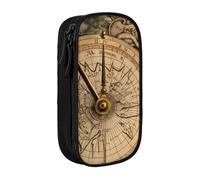 HEBSDFG Law of The Compass Navigation Print Pencil Case, Black High-Capacity Pen Pencil Pouch Stationery Organizer with Pen Slots & Pouches for School Travel Makeup