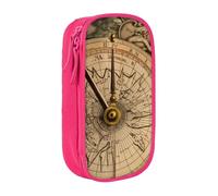 HEBSDFG Law of The Compass Navigation Print Pencil Case, Pink High-Capacity Pen Pencil Pouch Stationery Organizer with Pen Slots & Pouches for School Travel Makeup
