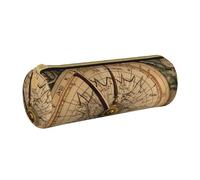 HEBSDFG Law of The Compass Navigation Prints Round Pencil Case & Cosmetic Pouch, PVC Leather Zippered Organiser for School Office Travel Stylish Gifting